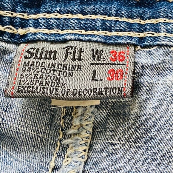 Axe & Crown Jeans Slim Fit Men's W 36 L 30 Whiskered Straight Scratchy * - Picture 11 of 12